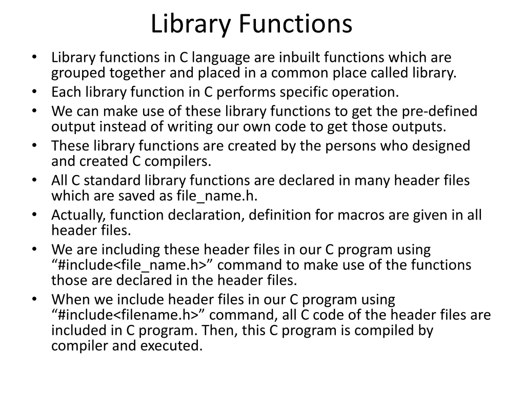 library functions