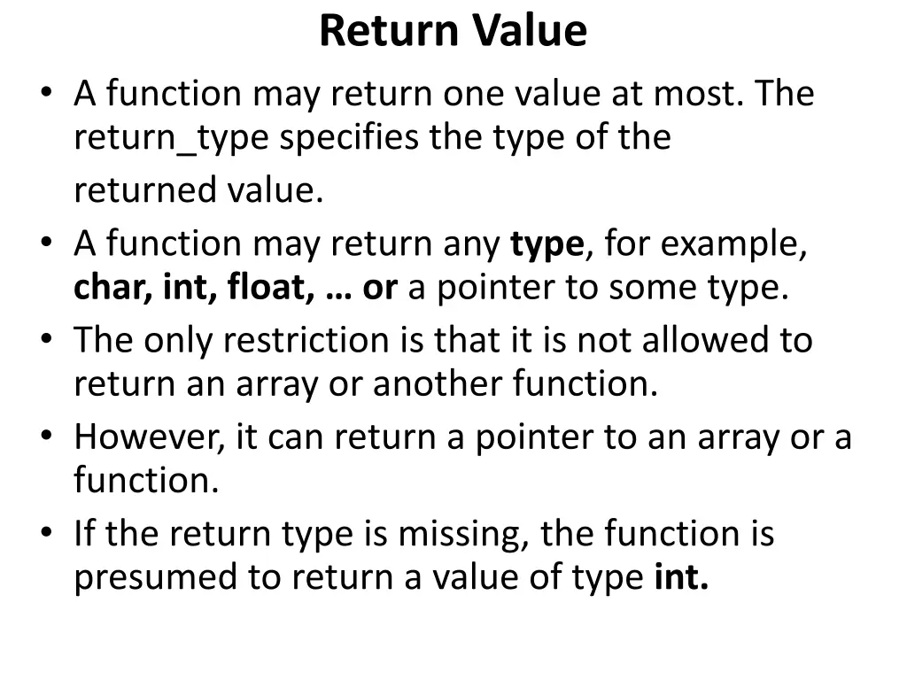 return value