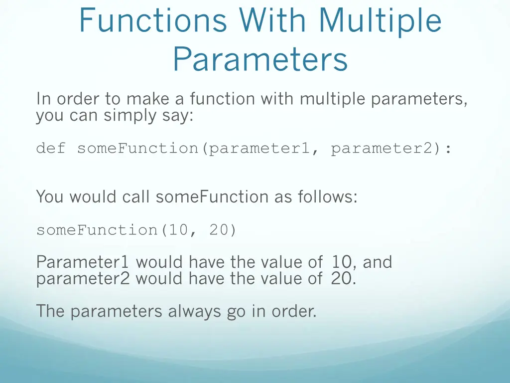 functions with multiple parameters