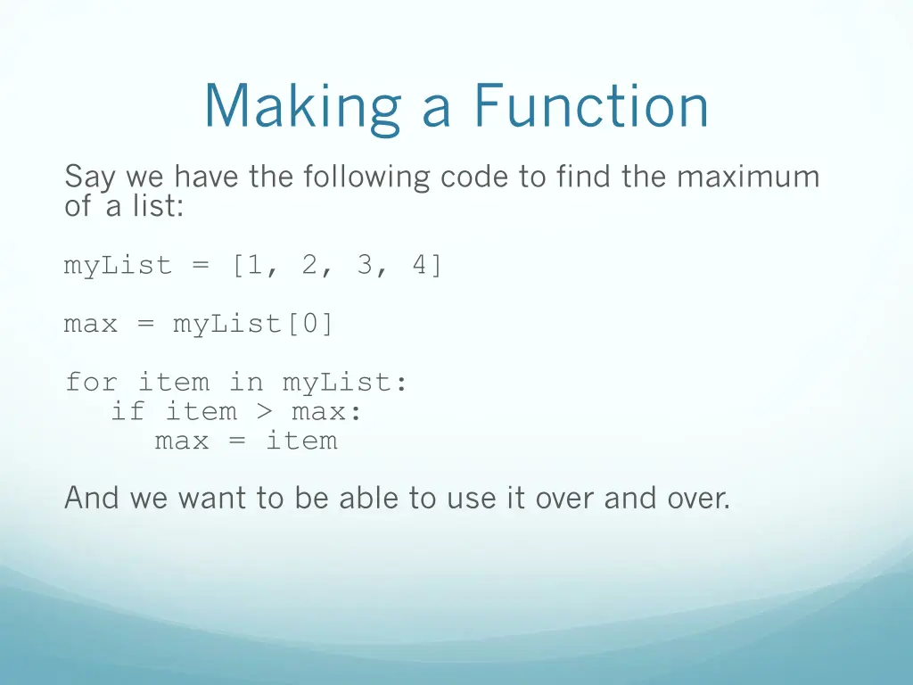 making a function