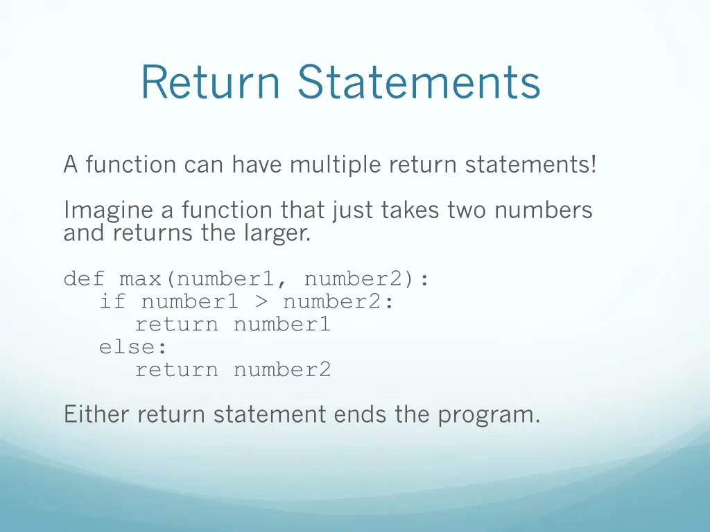 return statements