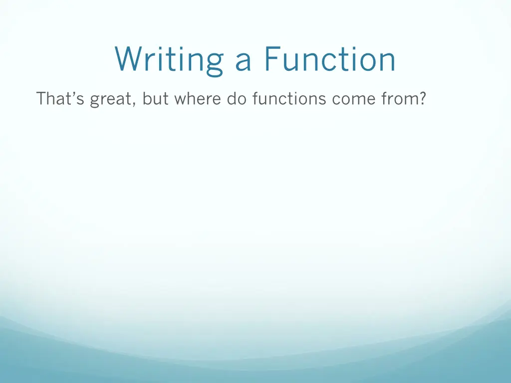 writing a function