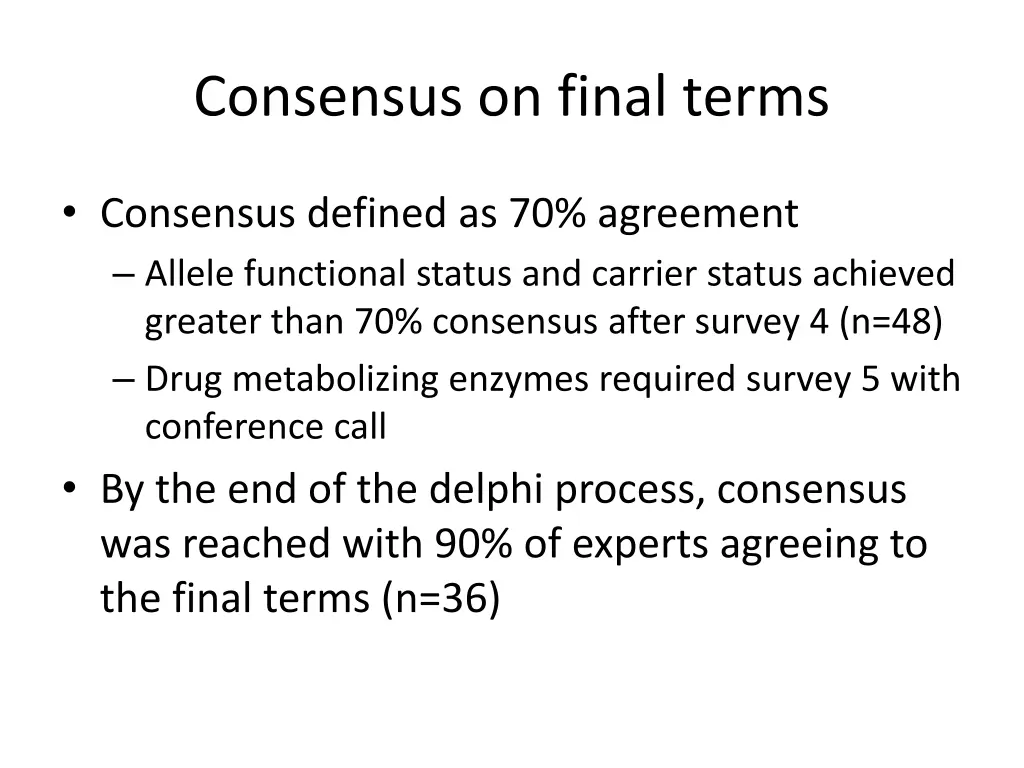 consensus on final terms