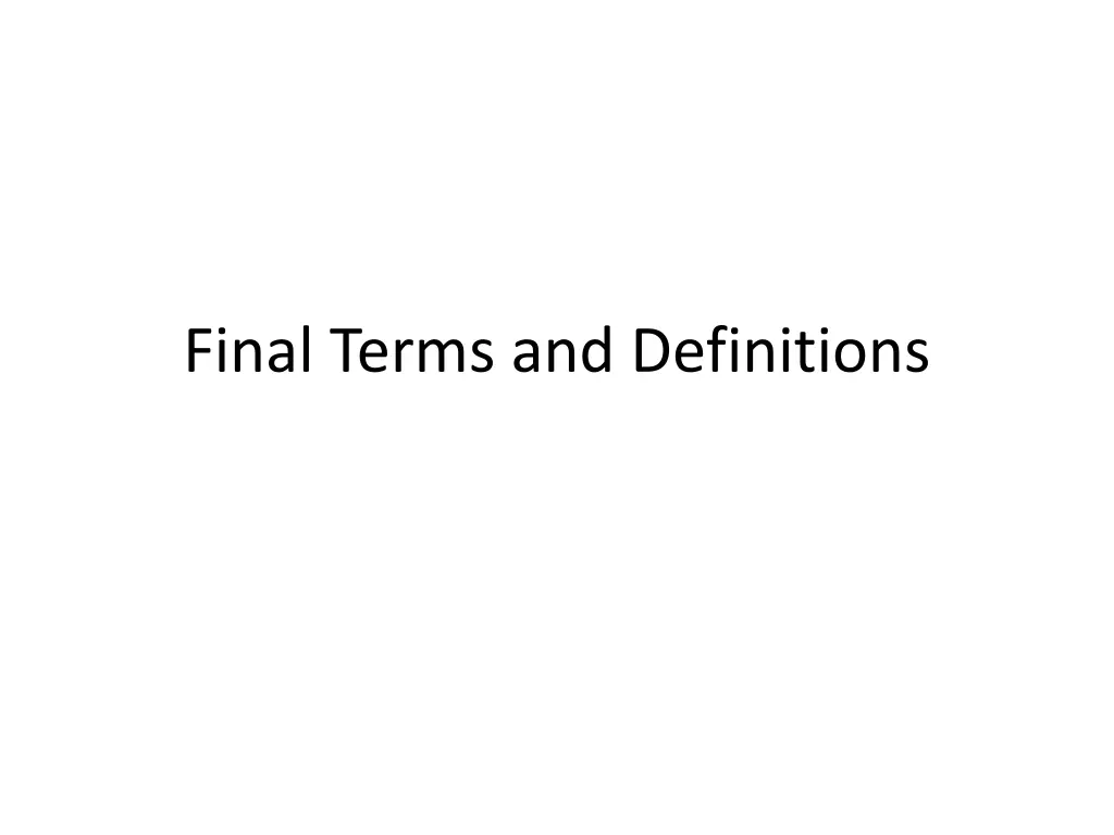 final terms and definitions