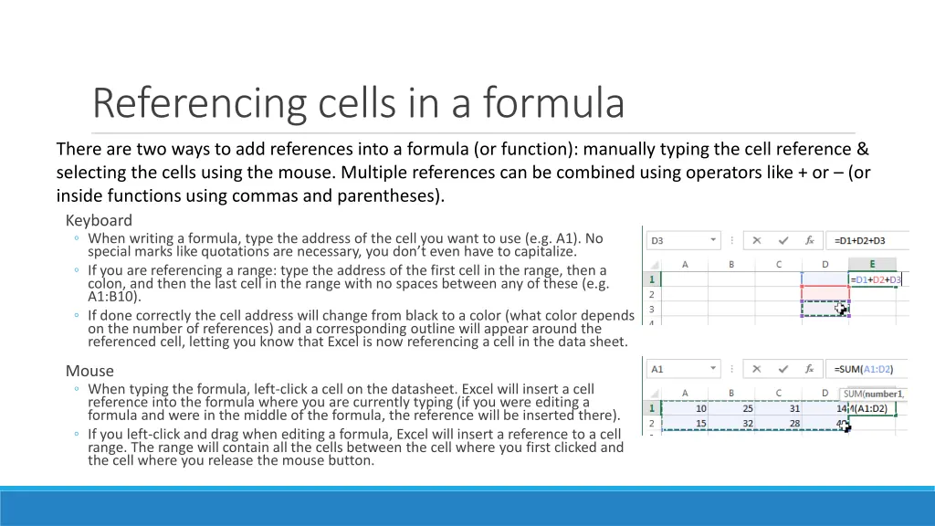 referencing cells in a formula