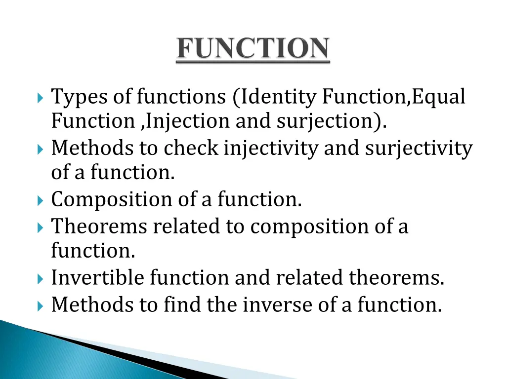 types of functions identity function equal