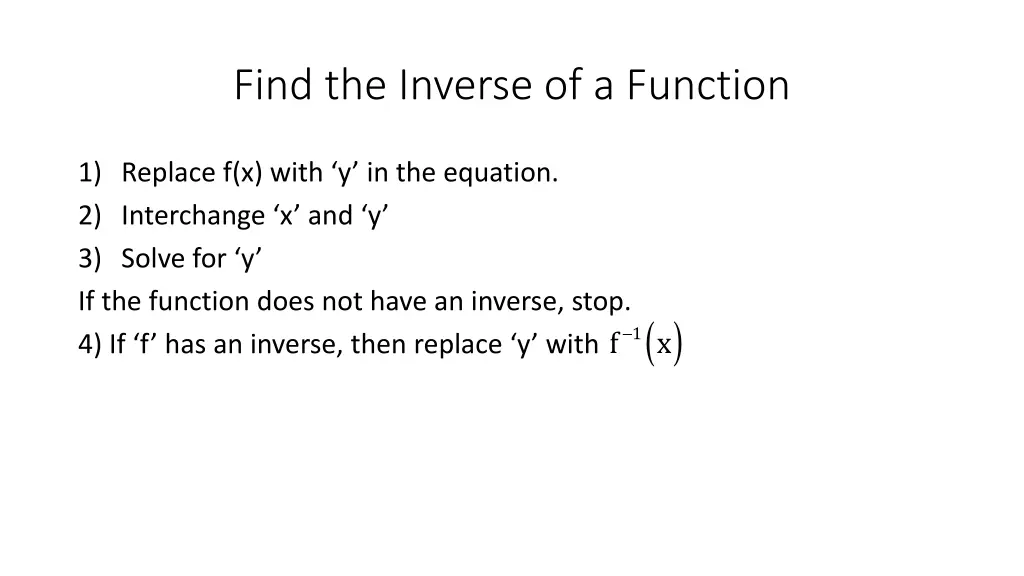 find the inverse of a function