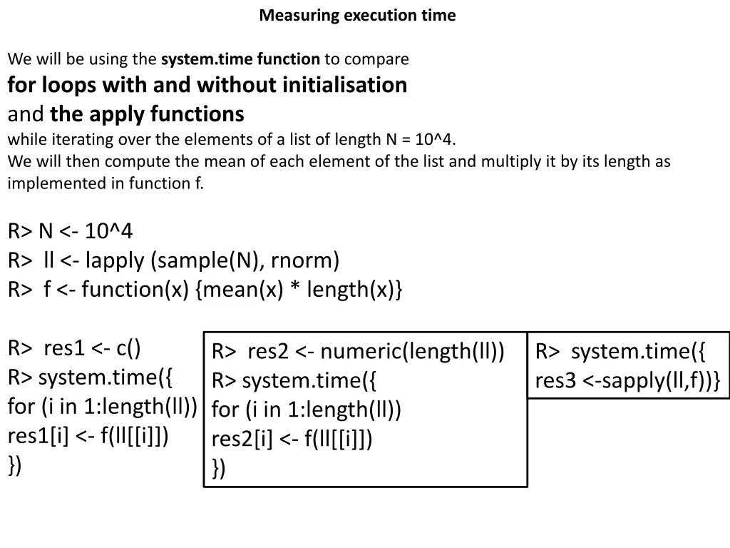 measuring execution time