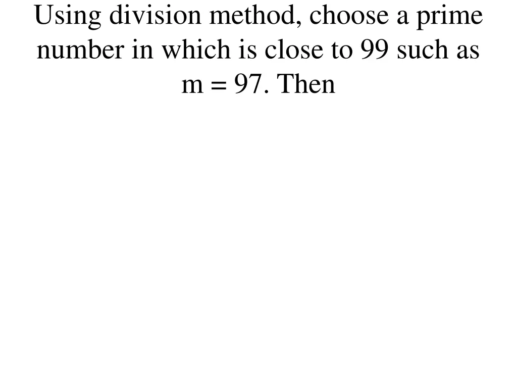 using division method choose a prime number