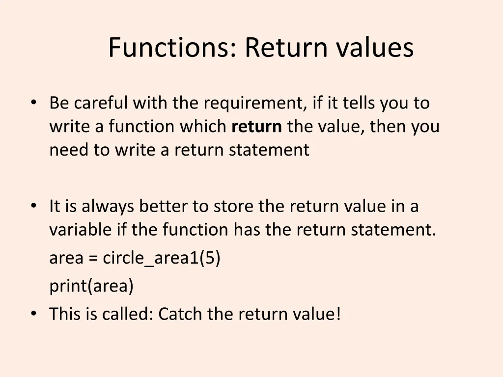 functions return values 4