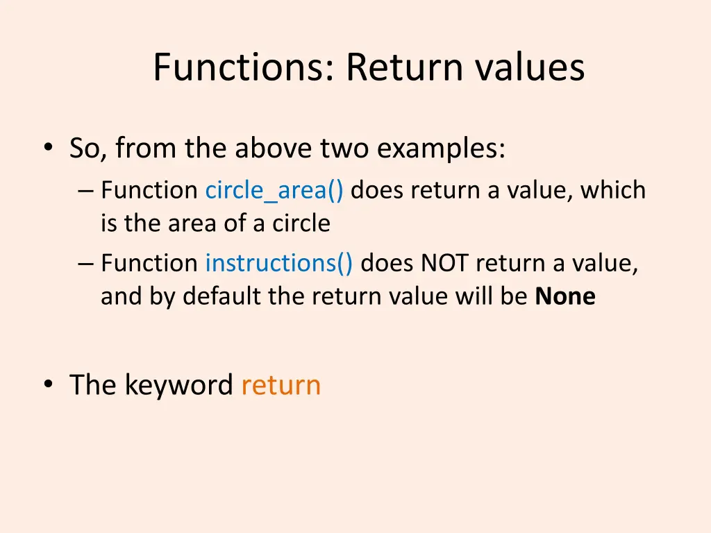 functions return values