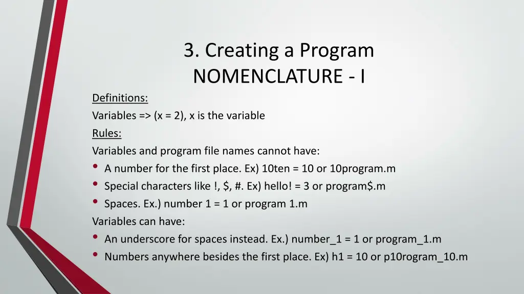 3 creating a program nomenclature i