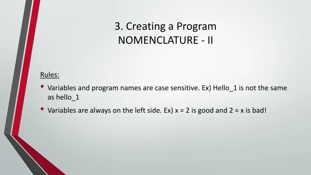 3 creating a program nomenclature ii