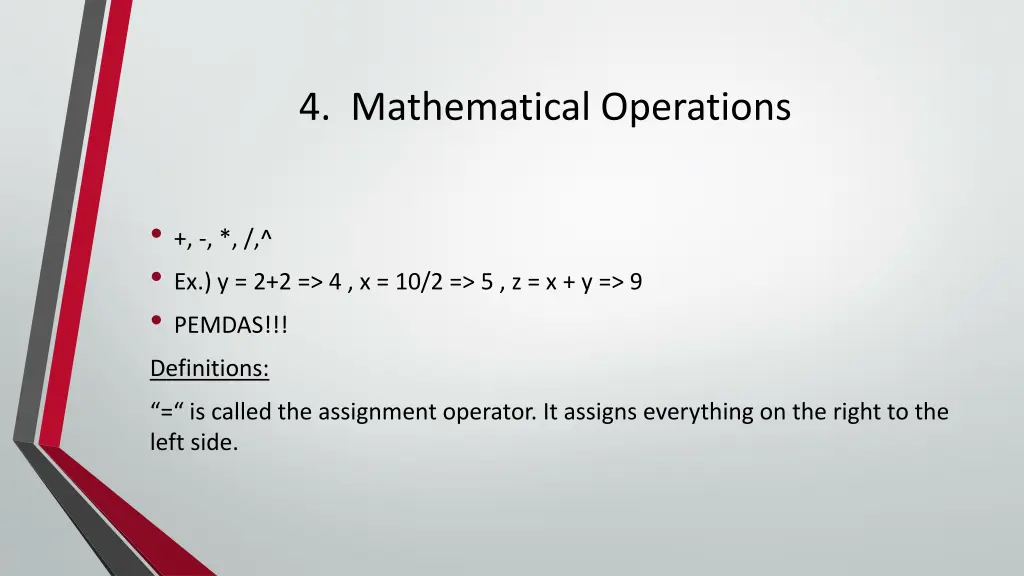 4 mathematical operations