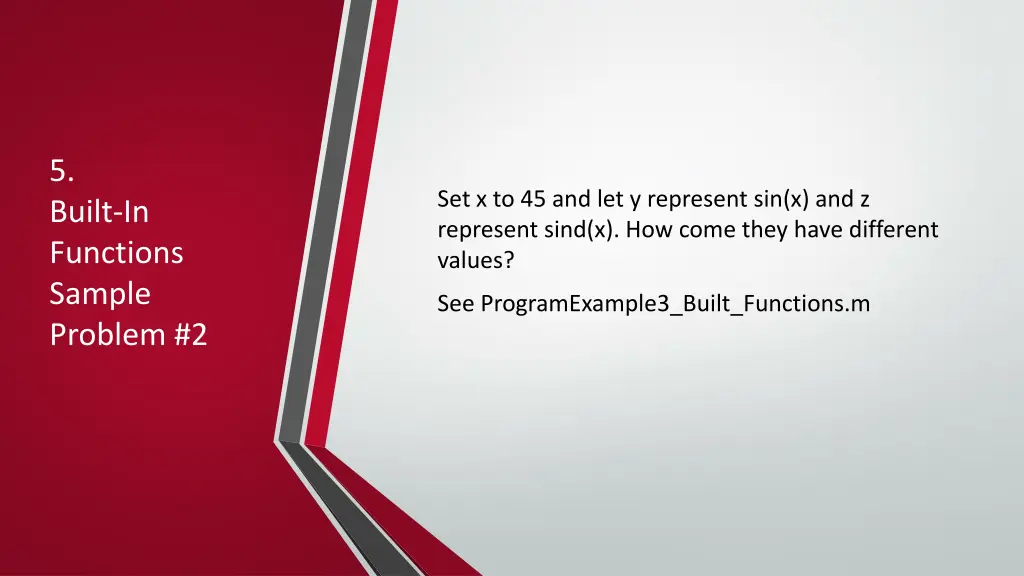 5 built in functions sample problem 2