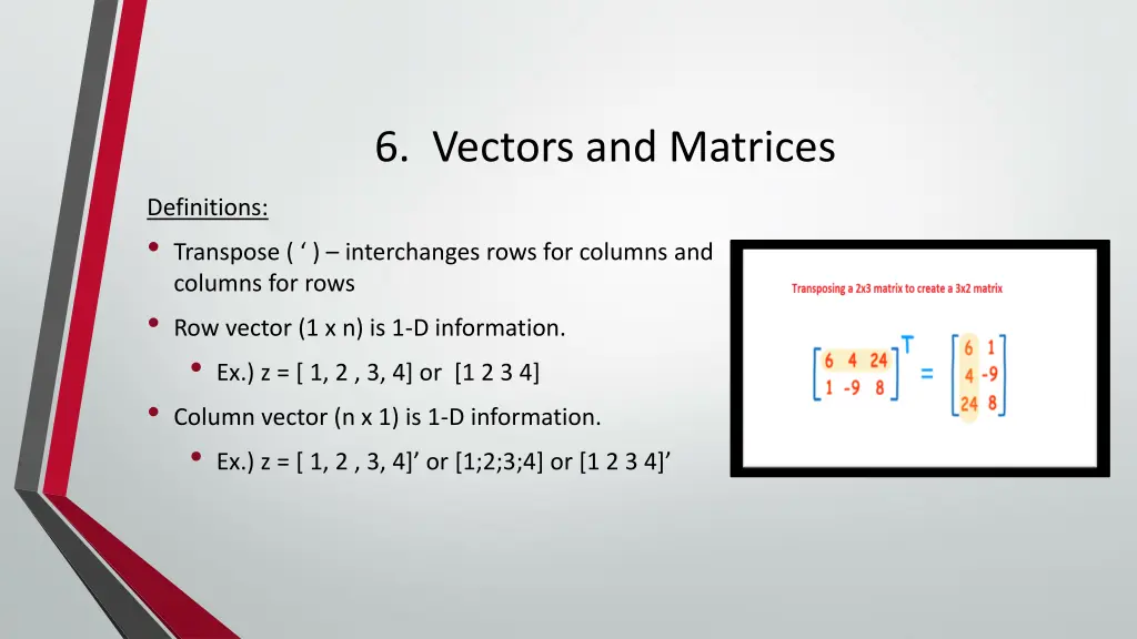 6 vectors and matrices