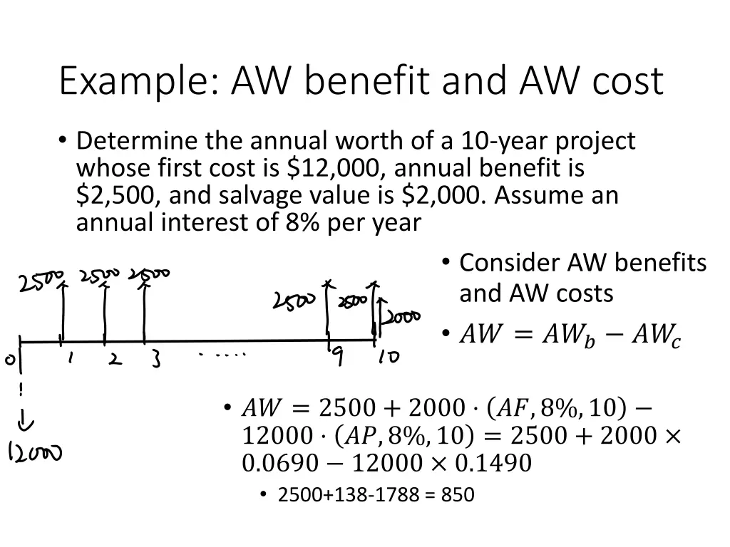 example aw benefit and aw cost