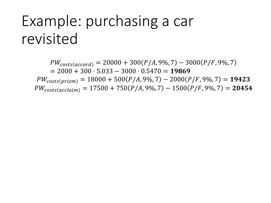 example purchasing a car revisited 2