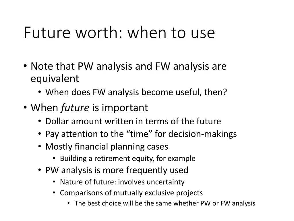 future worth when to use