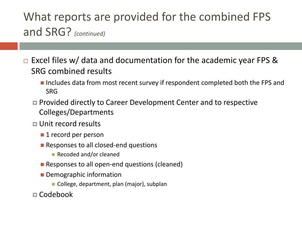 what reports are provided for the combined 1