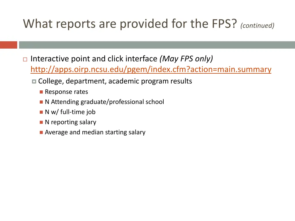 what reports are provided for the fps continued