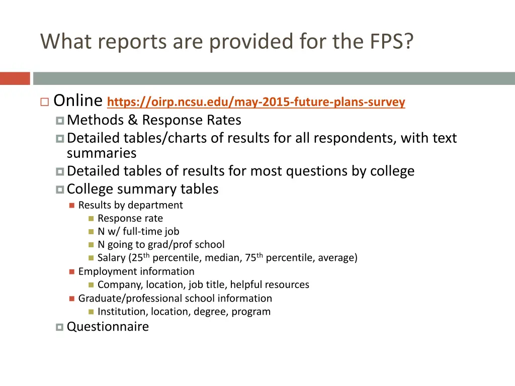 what reports are provided for the fps