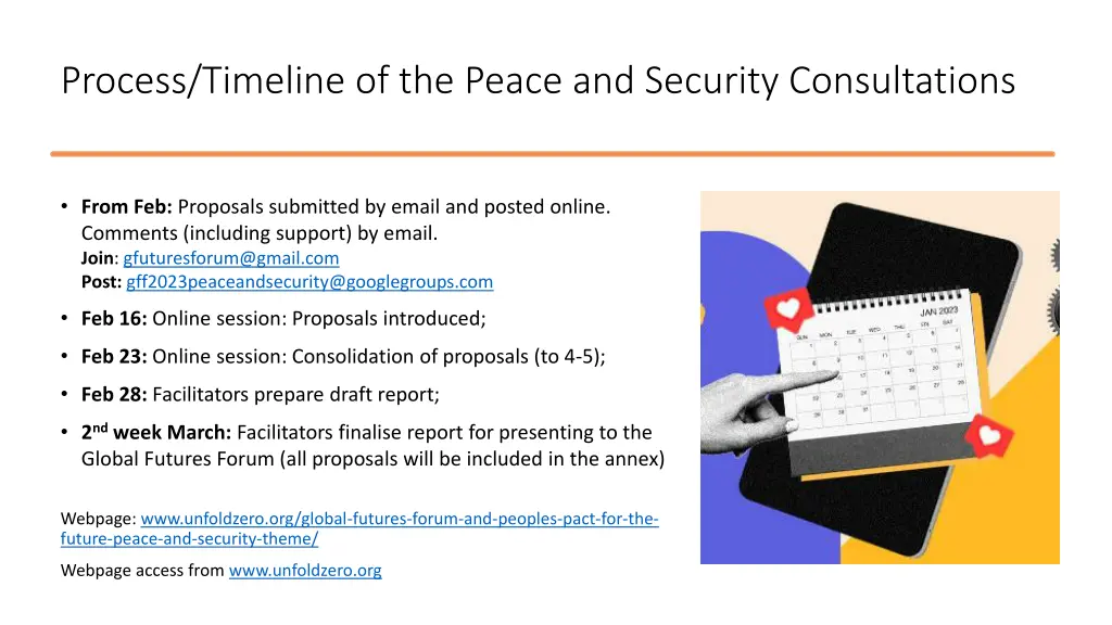 process timeline of the peace and security