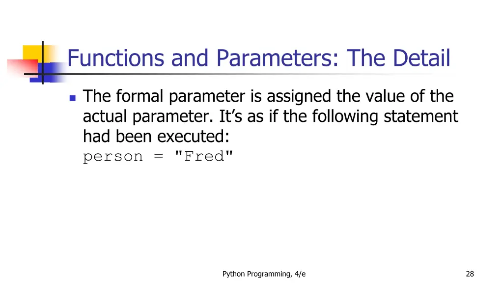 functions and parameters the detail