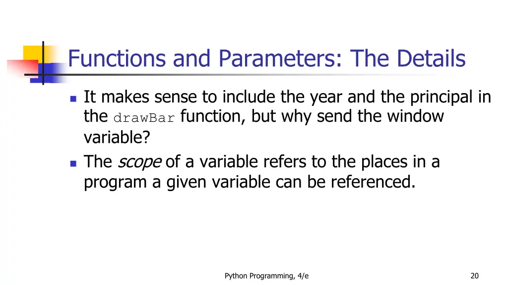 functions and parameters the details