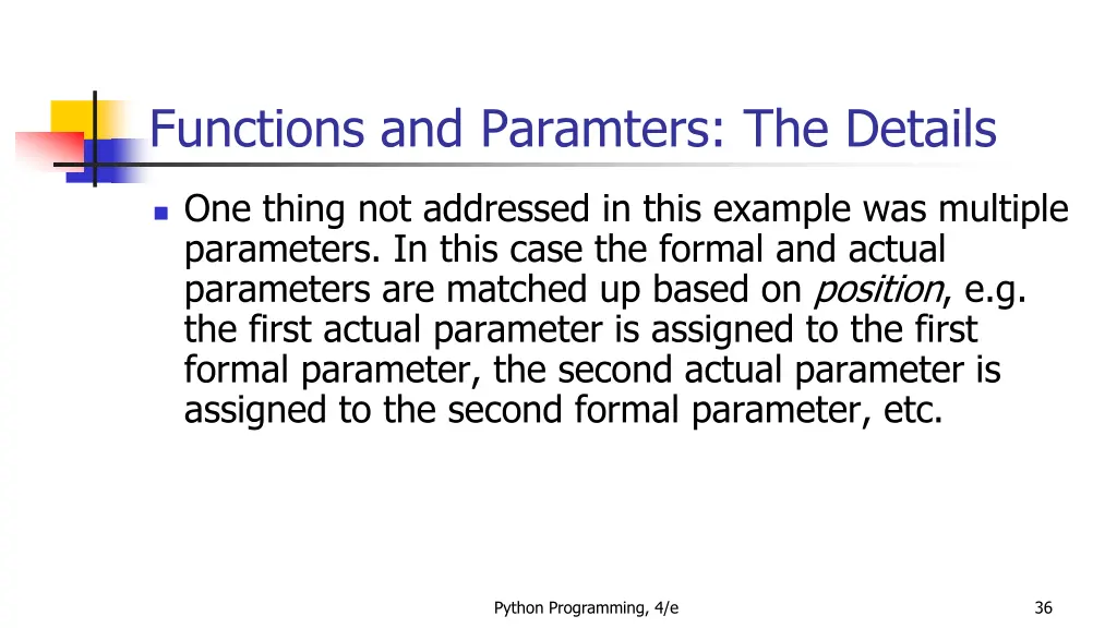 functions and paramters the details