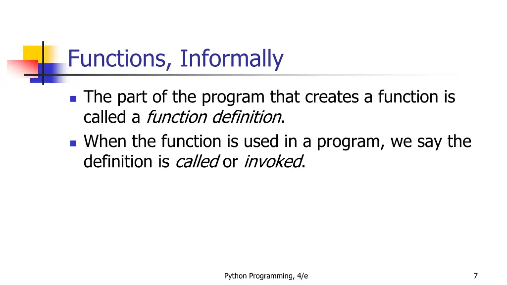 functions informally 1