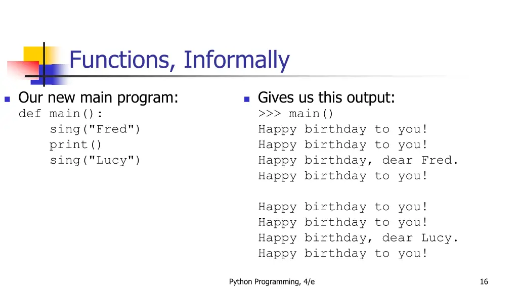 functions informally 10