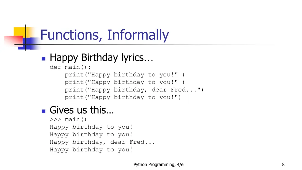 functions informally 2