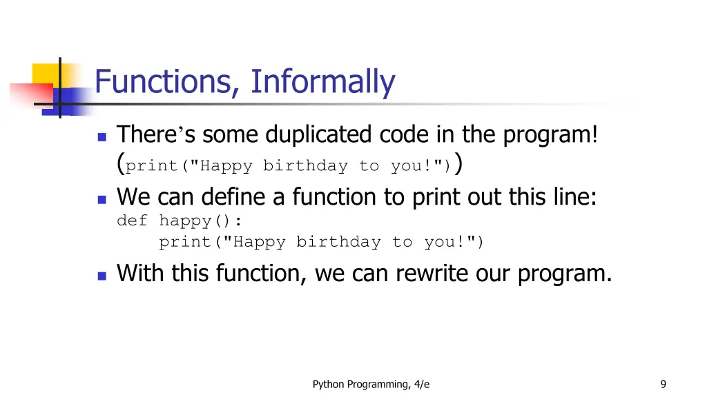 functions informally 3