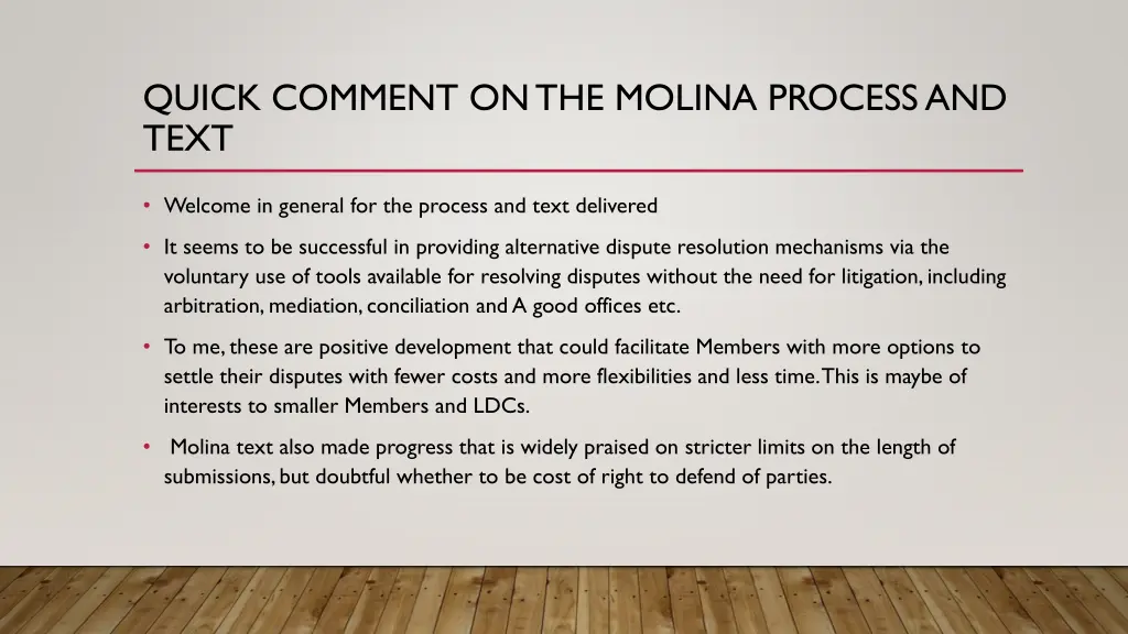 quick comment on the molina process and text