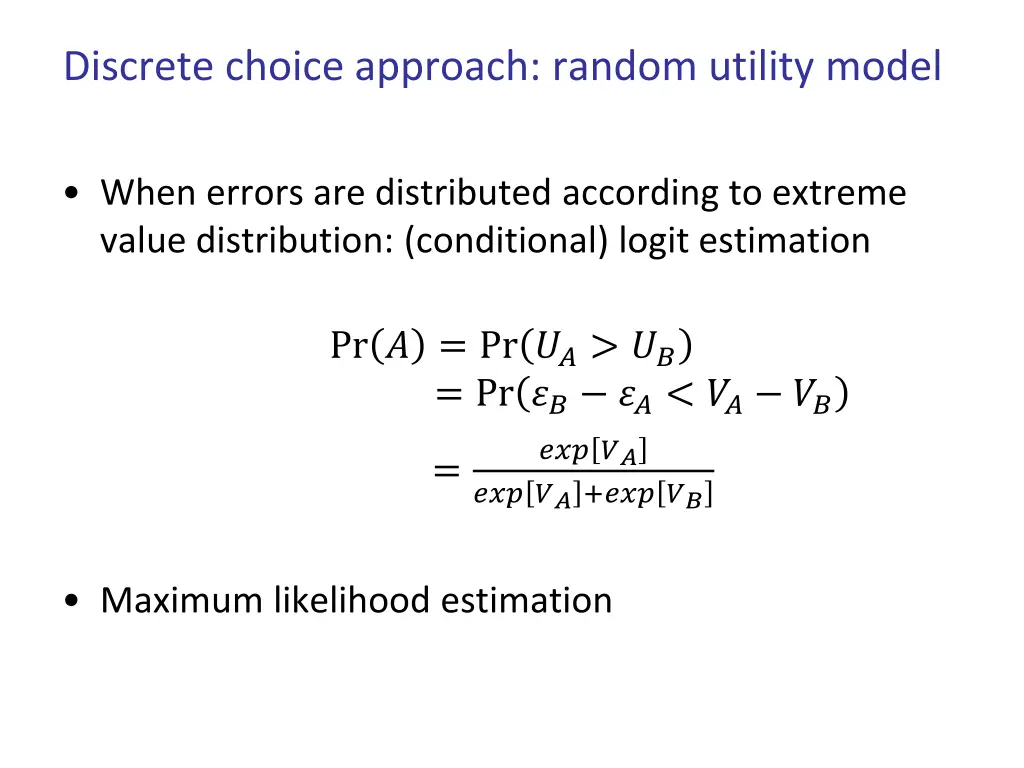 discrete choice approach random utility model 2