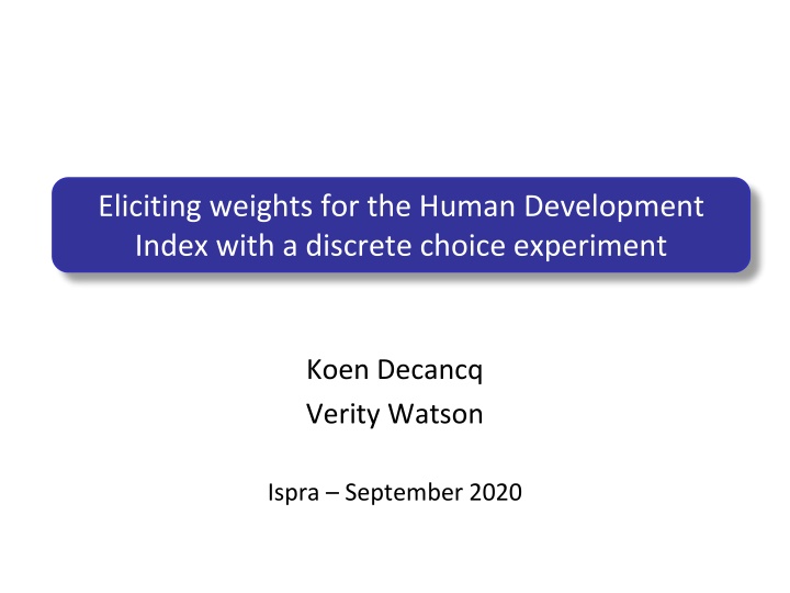 eliciting weights for the human development index