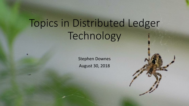 topics in distributed ledger technology