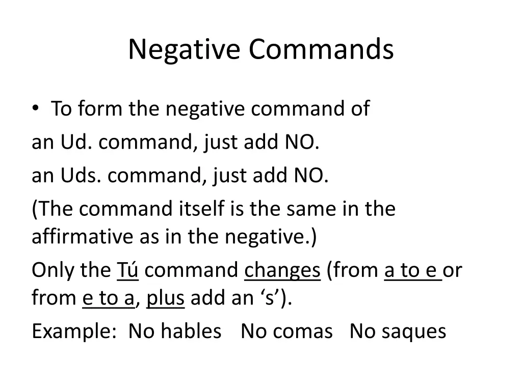 negative commands