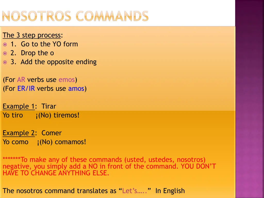 nosotros commands