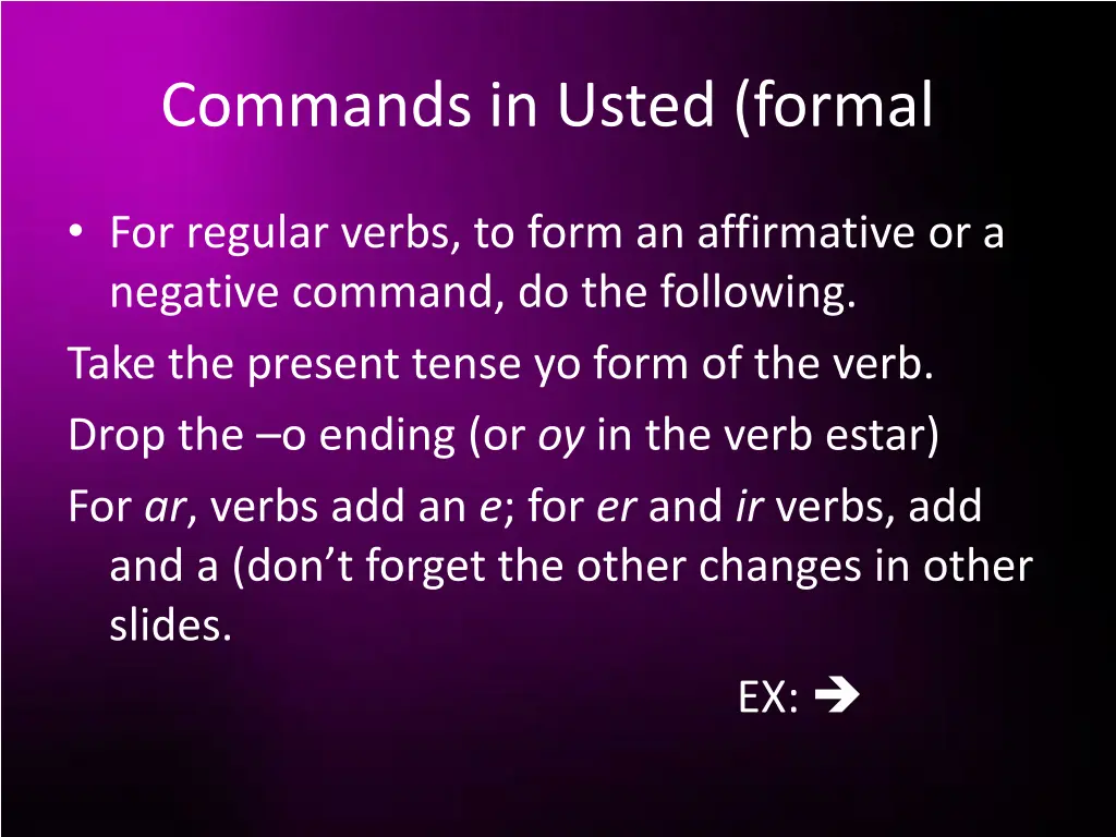 commands in usted formal