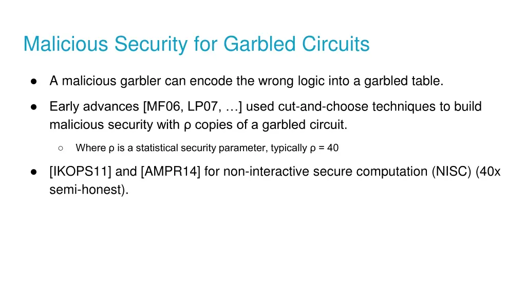 malicious security for garbled circuits