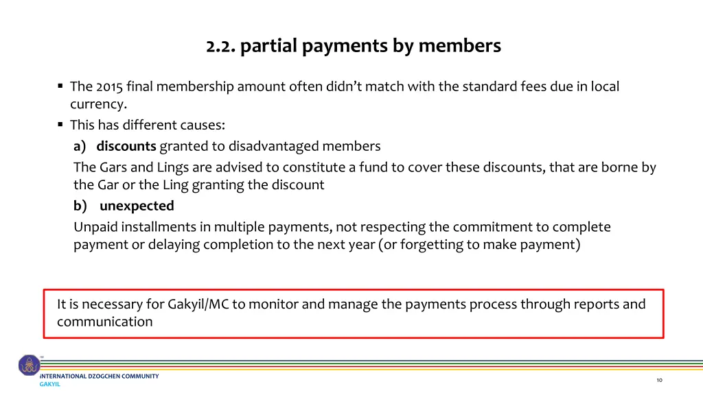 2 2 partial payments by members