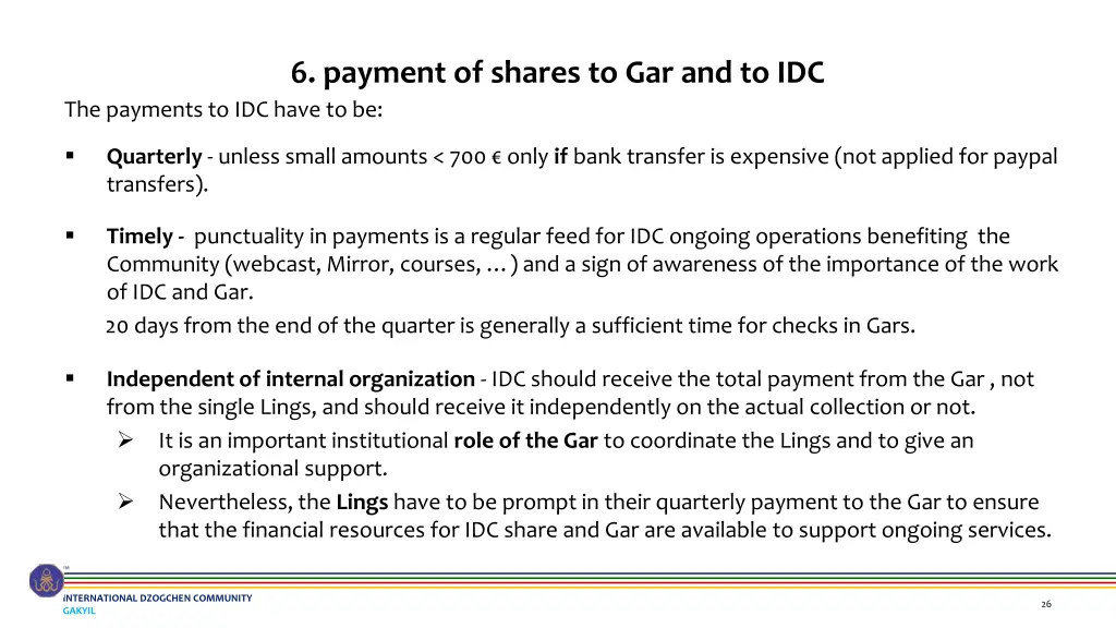 6 payment of shares to gar and to idc