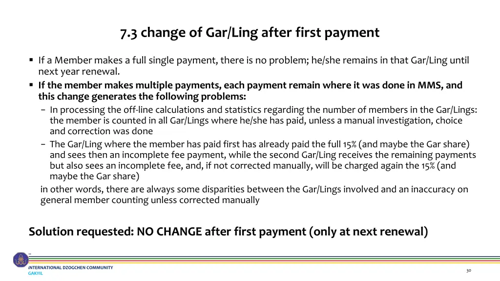 7 3 change of gar ling after first payment