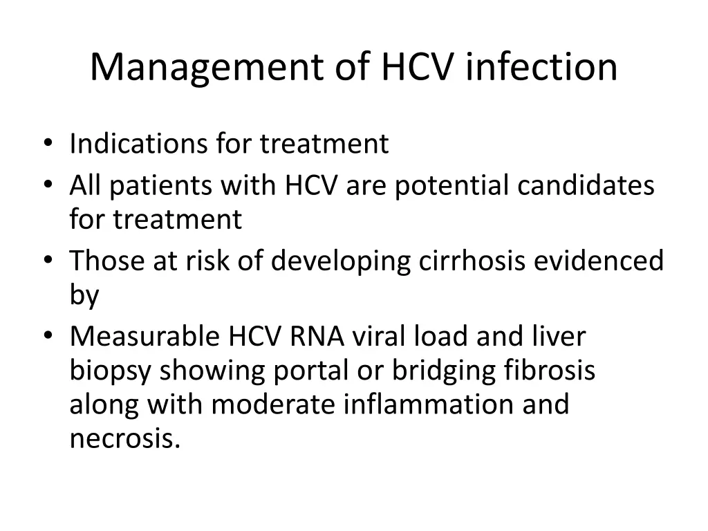 management of hcv infection