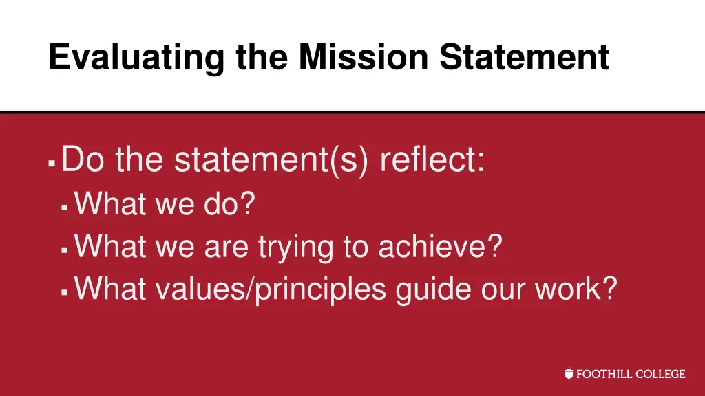 evaluating the mission statement