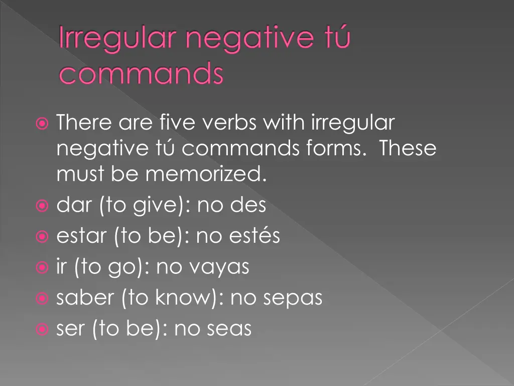 irregular negative t commands