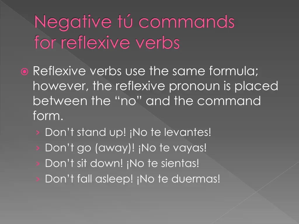 negative t commands for reflexive verbs