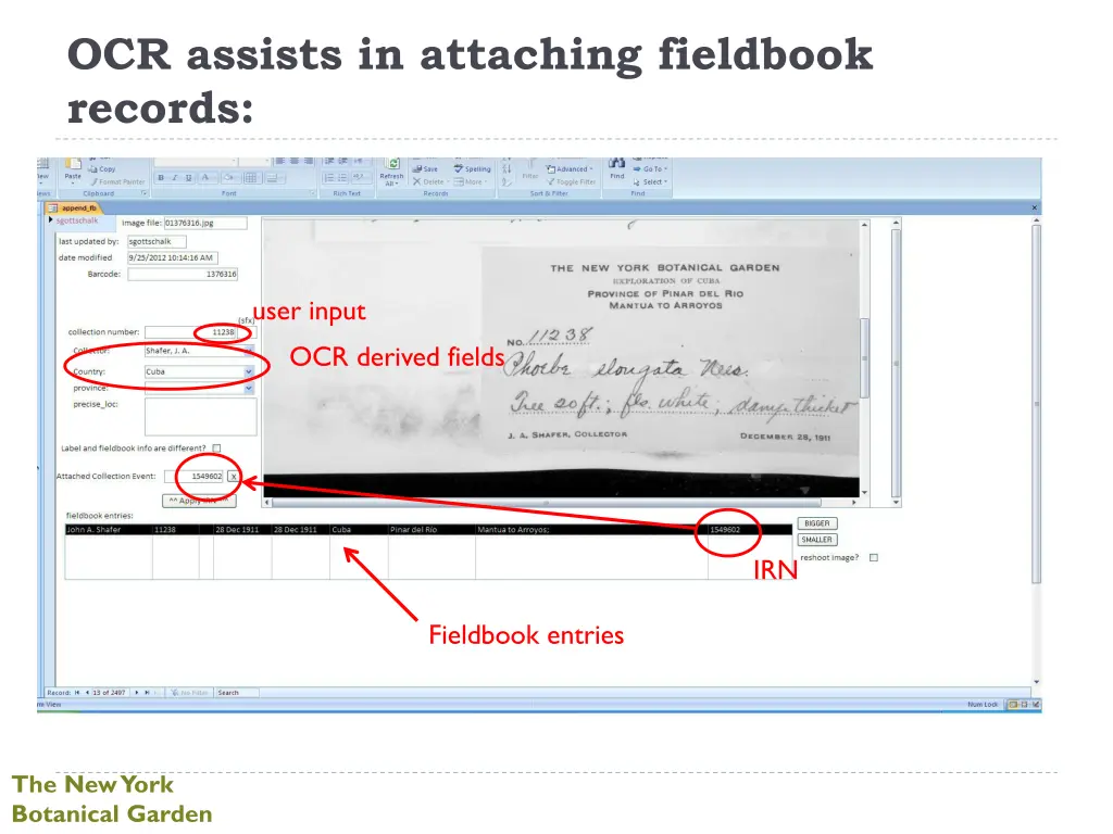 ocr assists in attaching fieldbook records